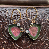 Lagoon/Pink Tourmaline and Diamond Earrings